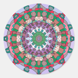 Sticker Rond Classique Mandala Vert