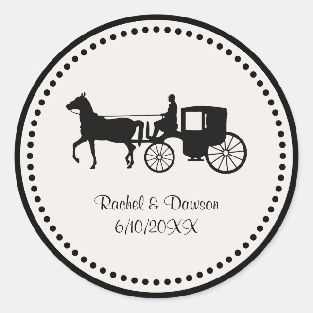 Sticker rond classique Mariage de cheval et de tra (Devant)