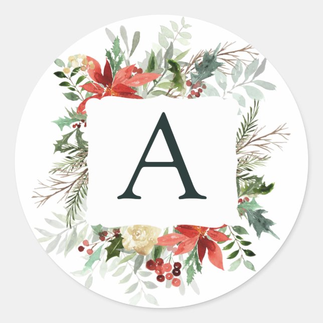 Sticker rond classique Mariage de l'hiver Foliage (Devant)