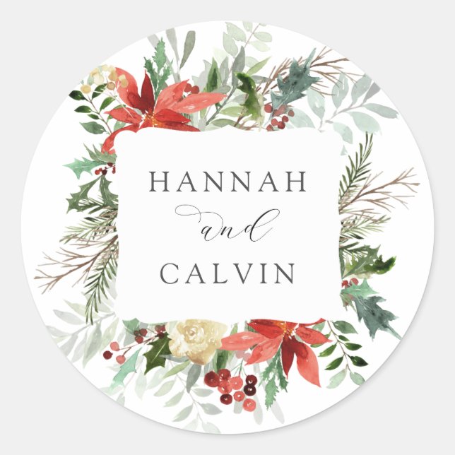 Sticker rond classique Mariage de l'hiver Foliage (Devant)