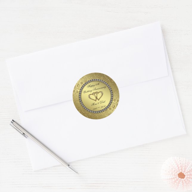 Sticker rond classique Mariage d'or (Enveloppe)