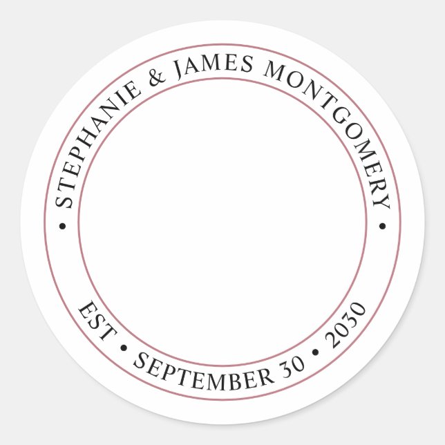 Sticker rond classique Mariage photo personnalisé (Devant)