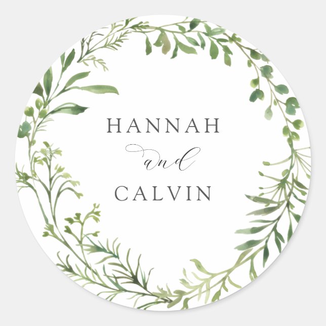 Sticker rond classique Mariage vert simple (Devant)