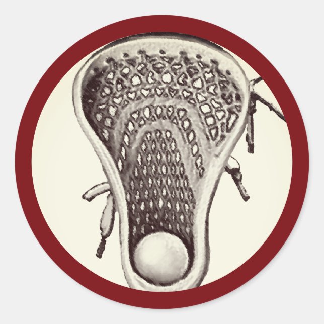 Sticker rond classique Maroon Team Lacrosse (Devant)
