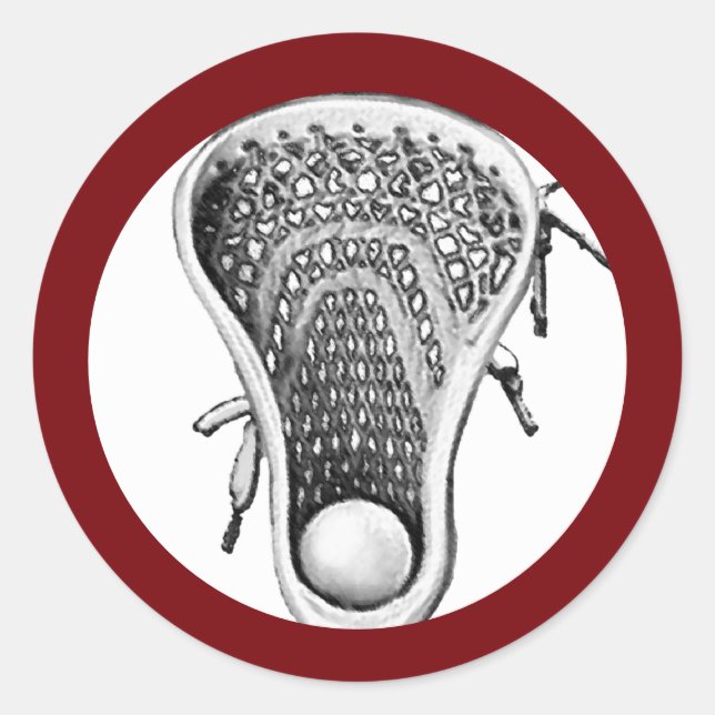 Sticker rond classique Maroon Team Lacrosse (Devant)