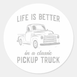 Sticker Rond Classique mec camionnette vintage