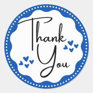 Sticker rond classique Merci Blue Hearts