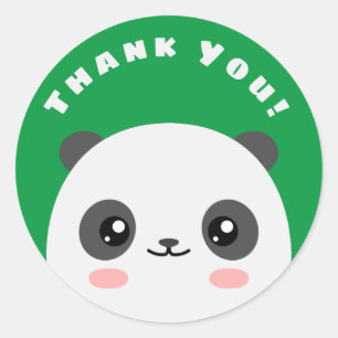 Sticker rond classique Merci Panda