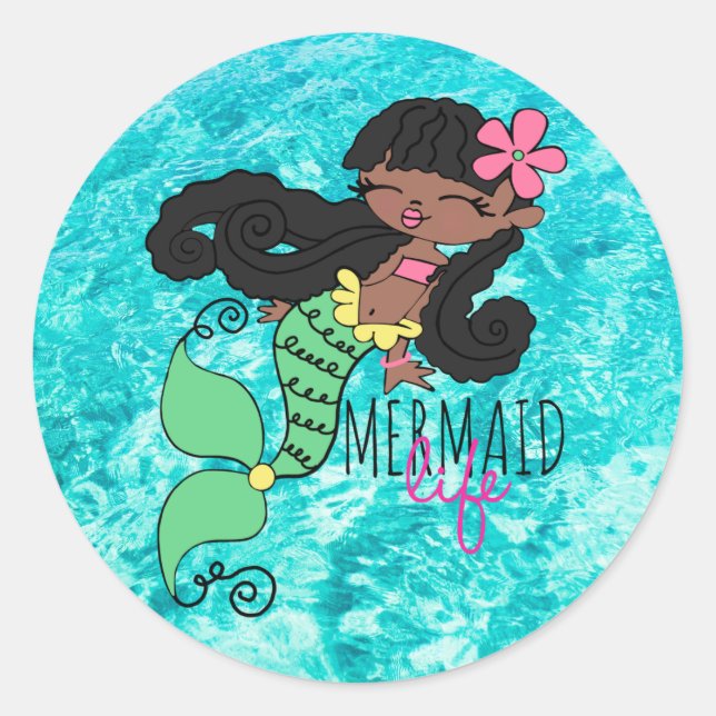 Sticker rond classique Mermaid Life (Devant)