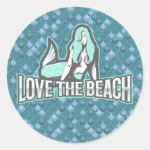 Sticker rond classique mignon Mermaid bleu