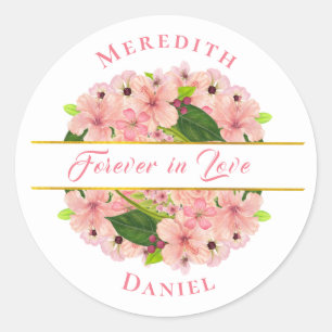 Sticker rond classique moderne Blush Pink Gold