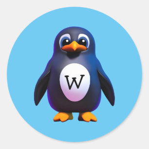 Sticker rond classique Monogram Penguin