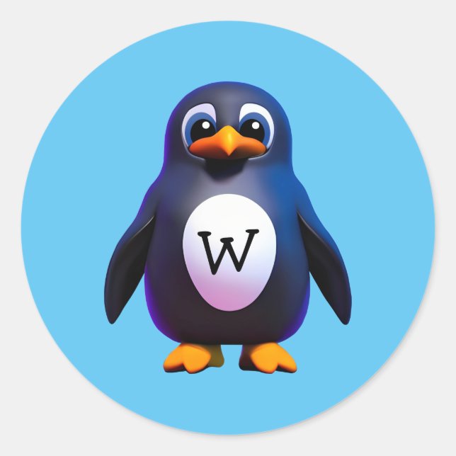 Sticker rond classique Monogram Penguin (Devant)