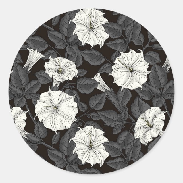 Sticker rond classique Moonflowers (Devant)