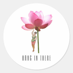 Sticker rond classique noir rose blanc