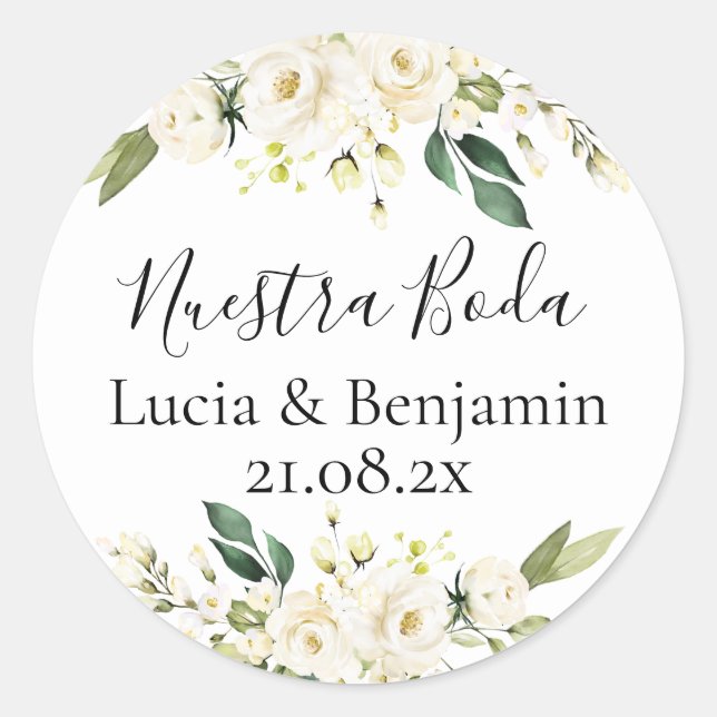 Sticker rond classique Nuestra boda (Devant)