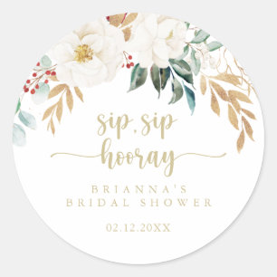 Sticker Rond Classique or floral Sip Sip Hooray Enterrement de 