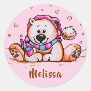 Sticker rond classique Ours de vacances