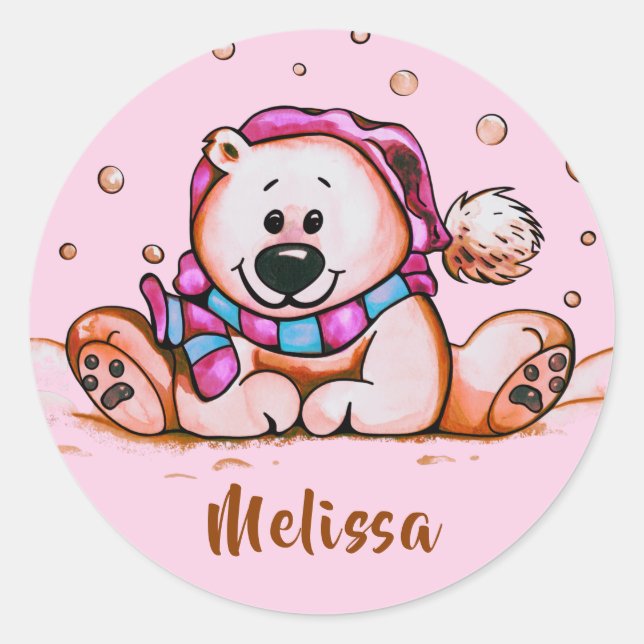 Sticker rond classique Ours de vacances (Devant)