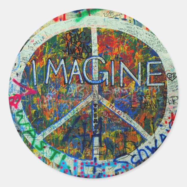 Sticker rond classique Peace Wall Art (Devant)