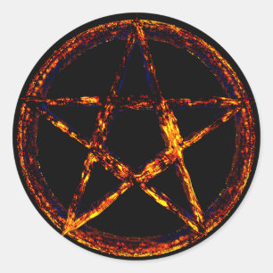 Sticker rond classique Pentagram, brillant