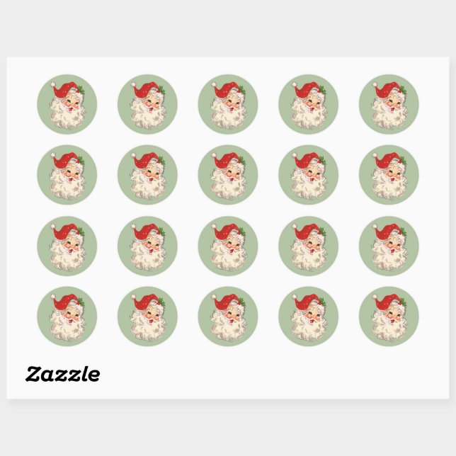 Sticker rond classique père Noël n° 3 (Feuille)