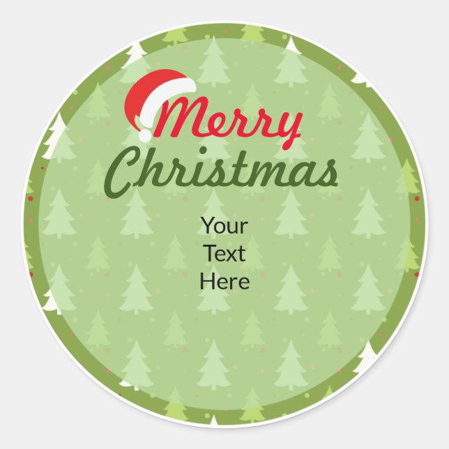 Sticker rond classique personnalisé Joyeux Noël (Devant)