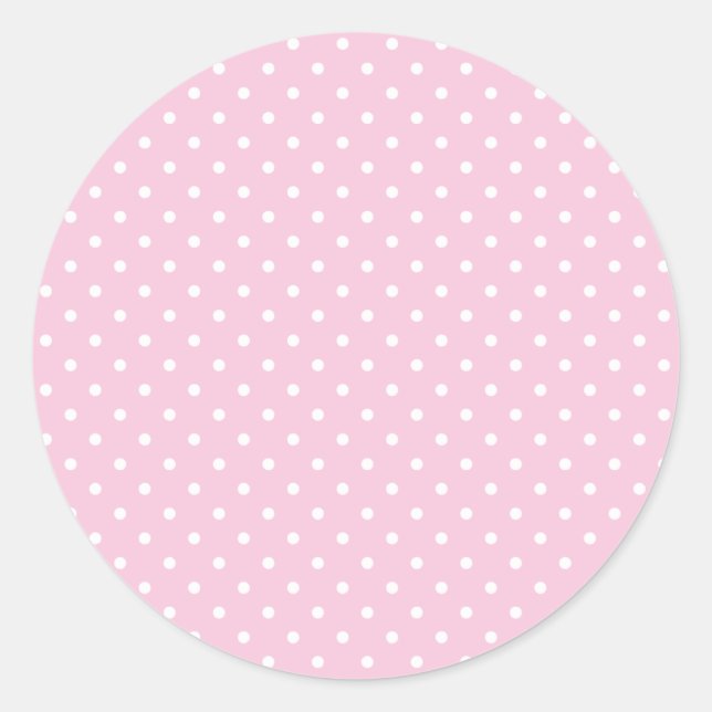 Sticker Rond Classique pois blancs - Rose pâle (Devant)