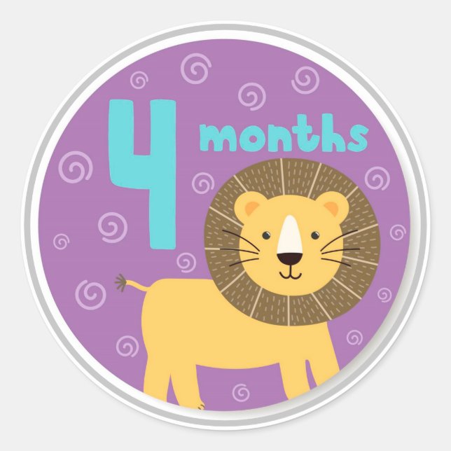 Sticker rond classique pour bébé de 4 mois (Devant)
