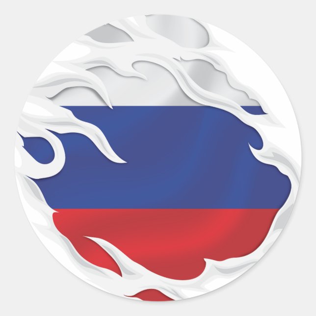 Sticker rond classique pour drapeau arraché en Rus (Devant)