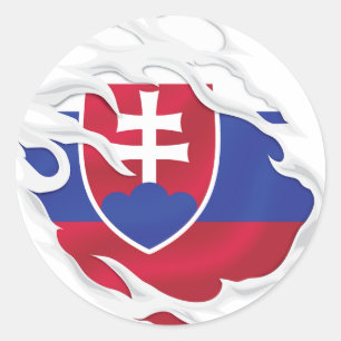 Sticker rond classique pour drapeau déchiré de Slo