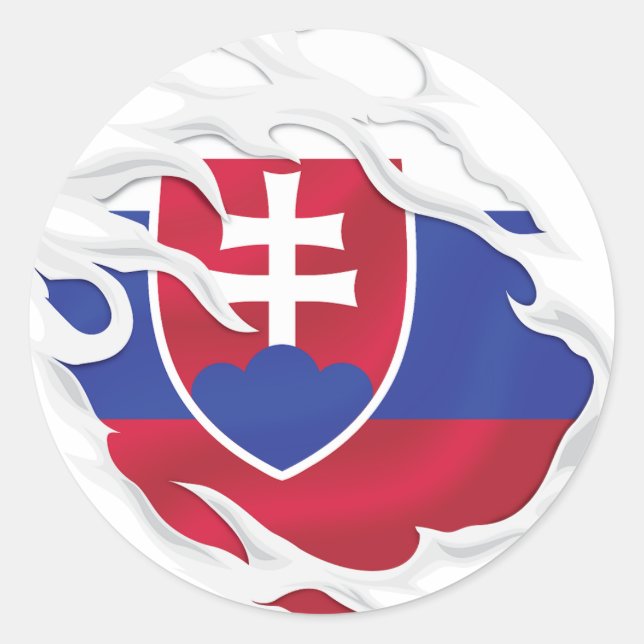 Sticker rond classique pour drapeau déchiré de Slo (Devant)
