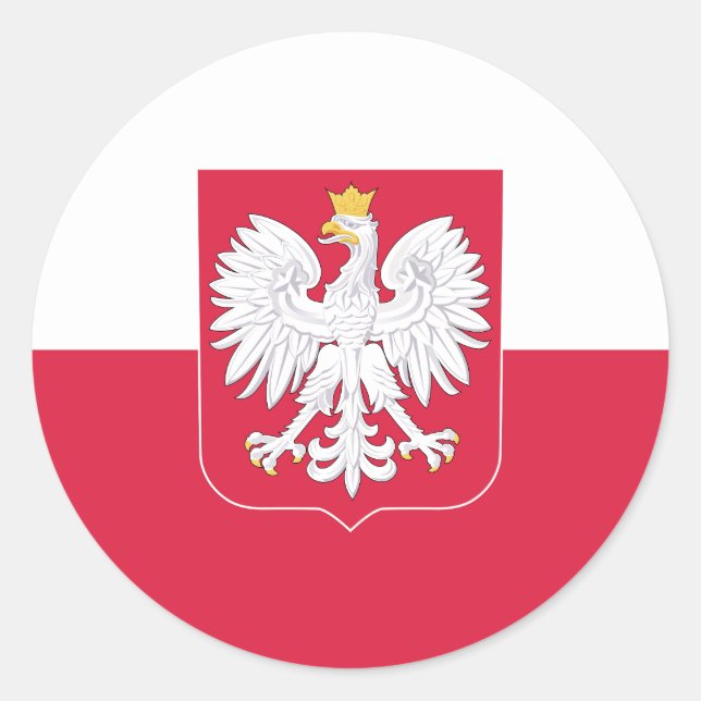 Sticker rond classique pour drapeau polonais (Devant)