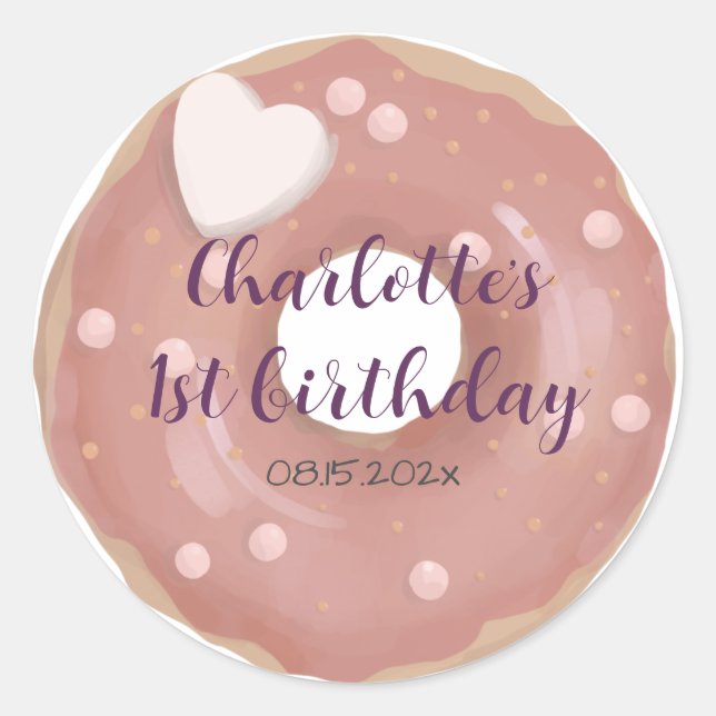 Sticker rond classique pour l'anniversaire de Donu (Devant)