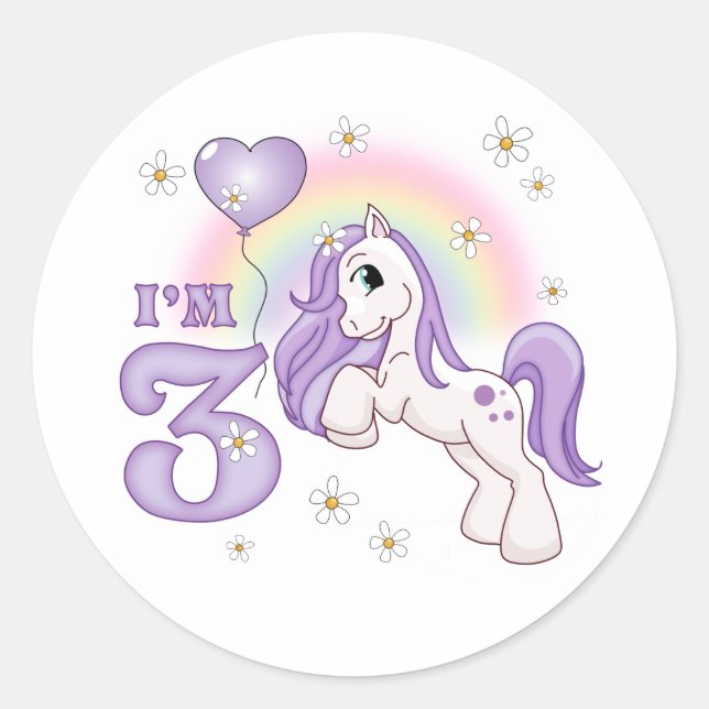Sticker rond classique pour le 3ème anniversaire d (Devant)