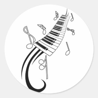 Sticker rond classique pour piano musical