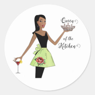 Sticker rond classique "Queen of the Kitchen"