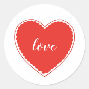 Sticker rond classique Red Heart Valentine Love