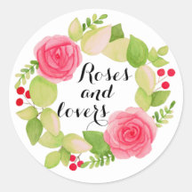 Sticker rond classique rose et amoureux
