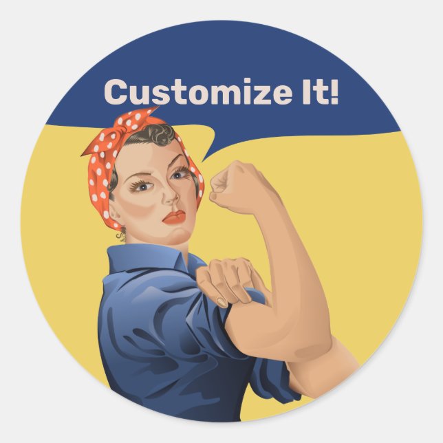 Sticker rond classique Rosie Riveter (Devant)