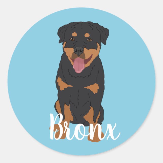 Sticker rond classique Rottweiler (Devant)