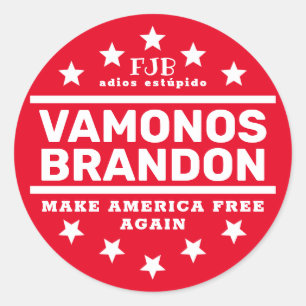Sticker rond classique rouge Vamonos Brandon II