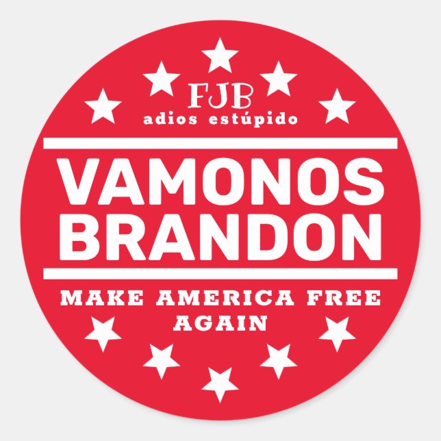 Sticker rond classique rouge Vamonos Brandon II (Devant)