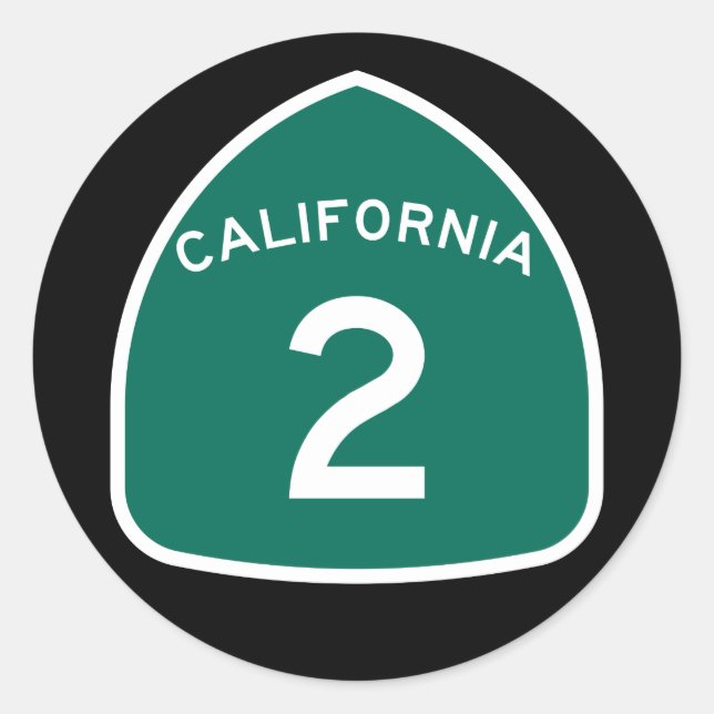 Sticker rond classique Route 2 de Californie (Devant)