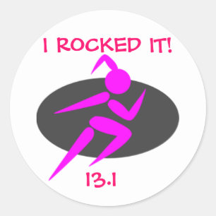 Sticker rond classique, Running Girl 13.1