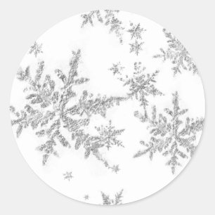 Sticker rond classique Silver Snowflakes