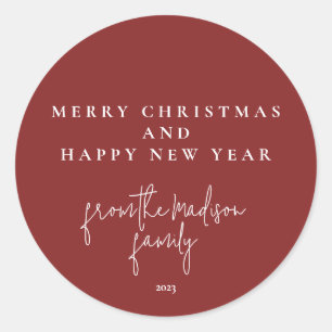 Sticker Rond Classique simple Falu rouge