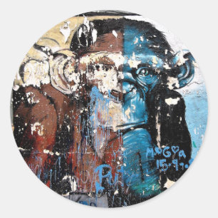 Sticker rond classique singe, brillant