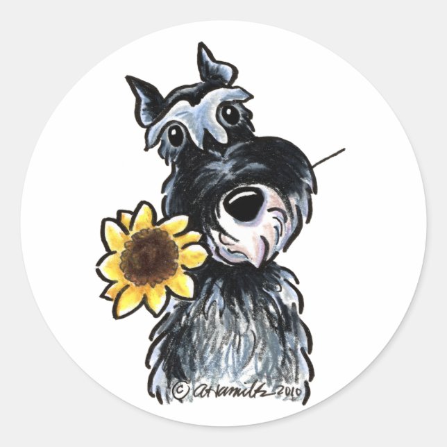 Sticker Rond Classique Sunny Schnauzer (Devant)