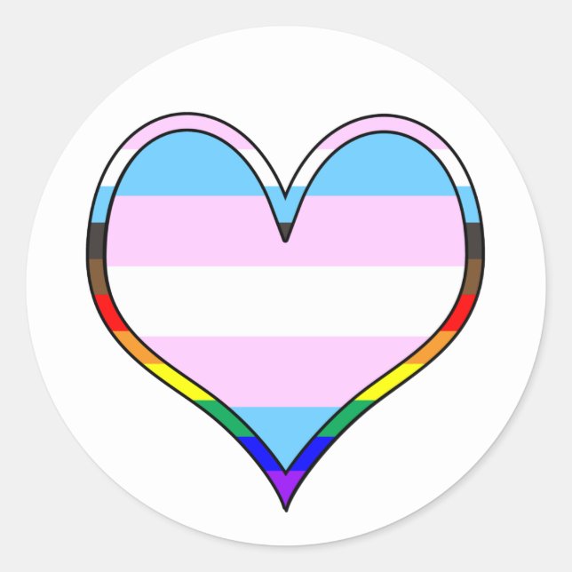 Sticker rond classique Trans Pride Heart (Devant)